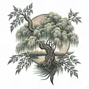 weeping willow on arm  tattoo design idea