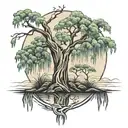 weeping willow on arm  tattoo design idea