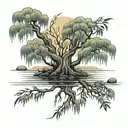 weeping willow on arm  tattoo design idea