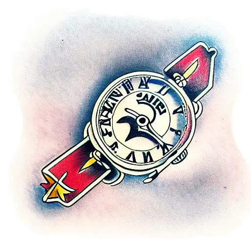 antique watch  tattoo design idea
