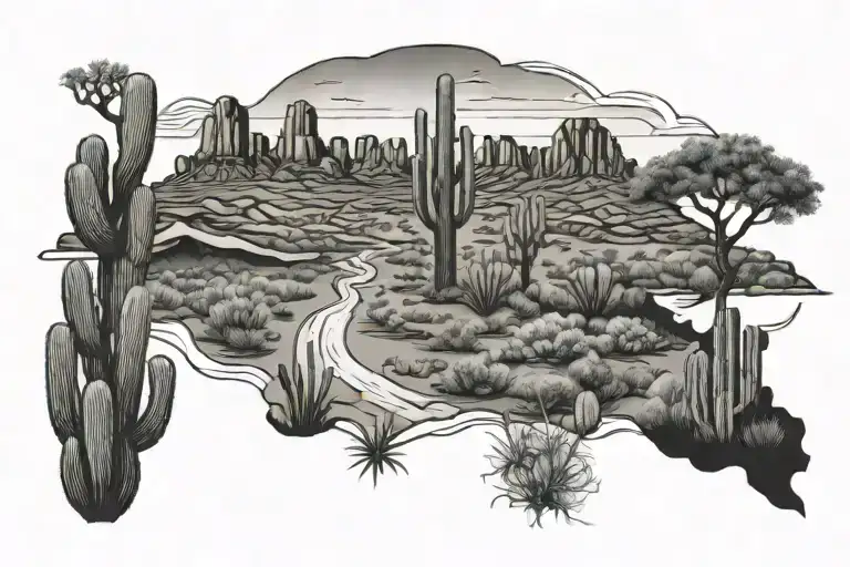 Arizona desert landscape tattoo design idea