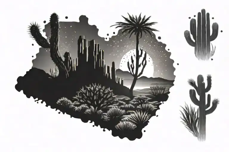 Arizona desert landscape tattoo featuring tattoo design idea