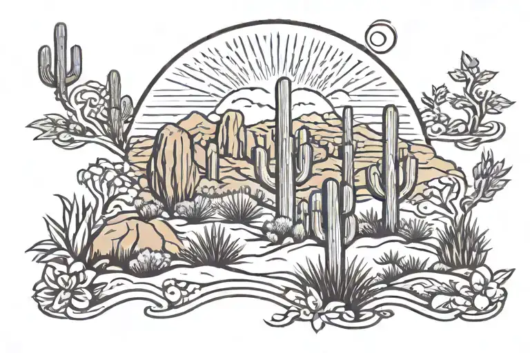 Arizona desert landscape tattoo design idea