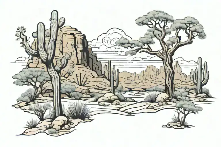Arizona desert landscape tattoo design idea