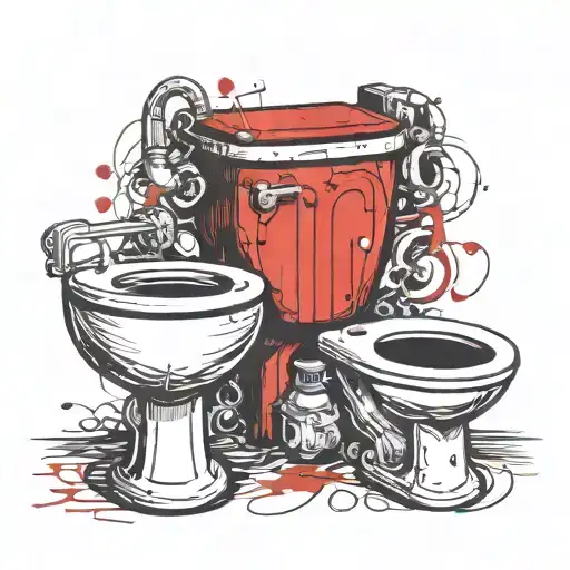 Toilets that have arms and legs and monstrous heads come out of these toilets داخل این توالت‌ها سر هیولا بیرون آمده tattoo design idea