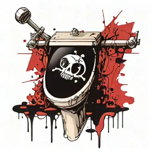 Toilets that have arms and legs and monstrous heads come out of these toilets. The name of these is skibidi tattoo design idea