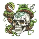 skull and snake tattoo design idea