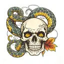 skull and snake tattoo design idea