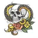 skull and snake tattoo design idea