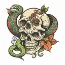 skull and snake tattoo design idea
