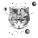 space cowboy cat tattoo design idea