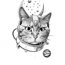 space cowboy cat tattoo design idea