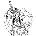 monk on chariot with horses tattoo design idea