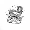 bloody knife snake tattoo design idea