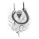 bloody knife snake tattoo design idea