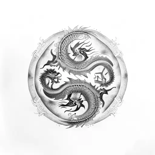 Yin and Yang, dragon tattoo design idea