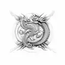 Yin and Yang, dragon tattoo design idea