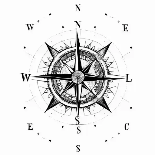 compass and a lion tattoo design idea