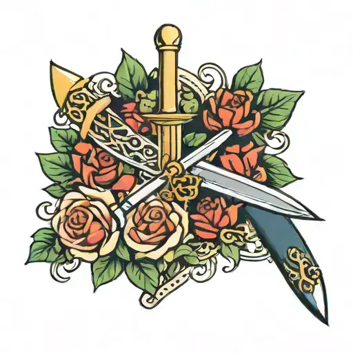 royal marine dagger tattoo design idea