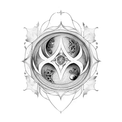 moon, gothic window tattoo design idea