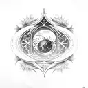 moon, gothic window tattoo design idea