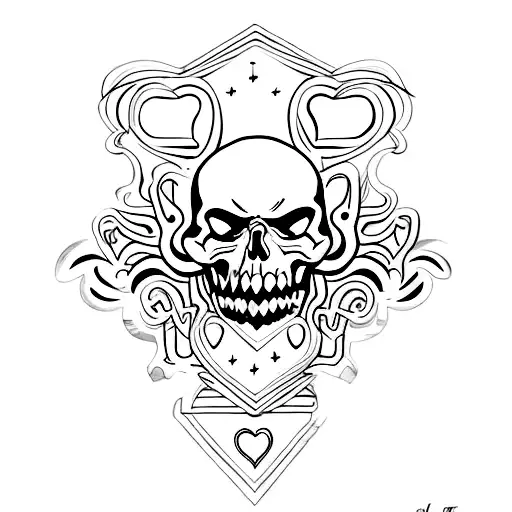 Live fast, hard love, die last with skulls, fast and love tattoo design idea