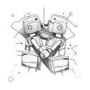 handshake between human and robot tattoo design idea