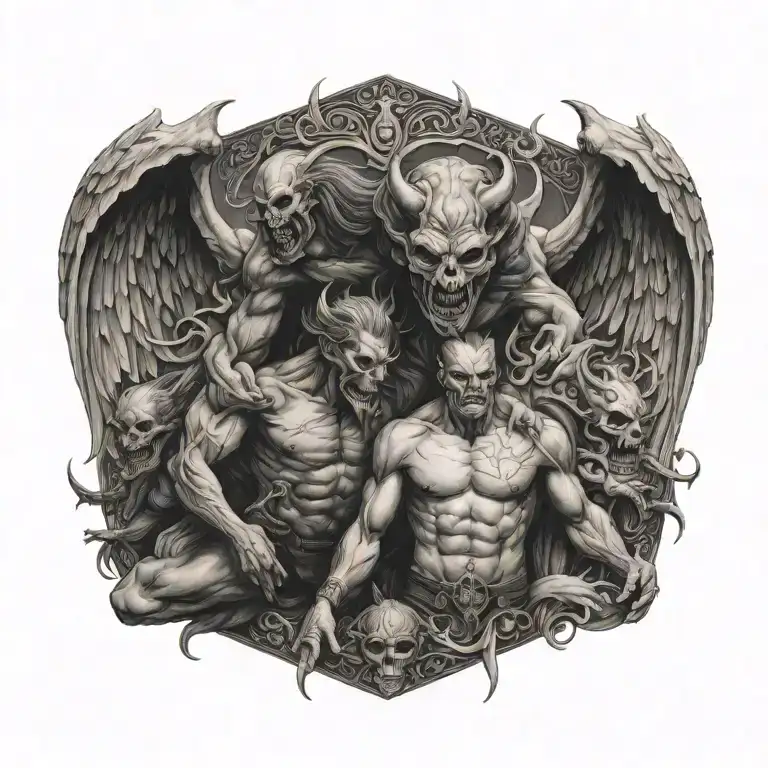 1 half angel and demon tattoo design idea