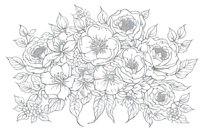 May, June, September birth flowers intertwined tattoo design idea
