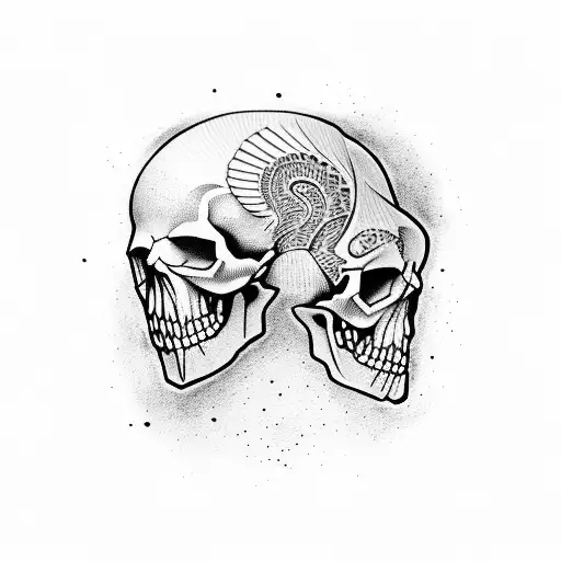 apollo with half of his face as a skull tattoo design idea
