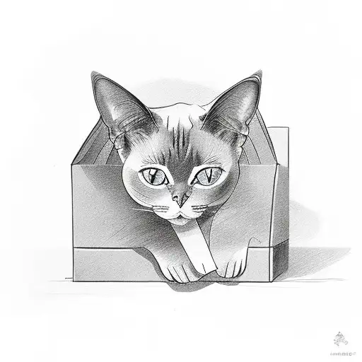 siamese cat in box tattoo design idea