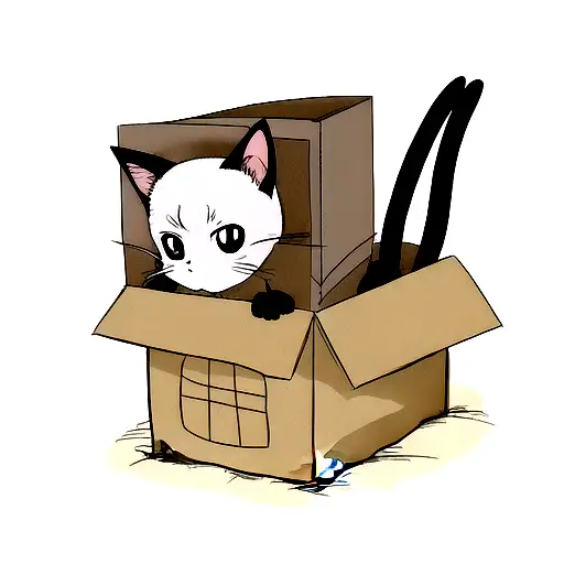 siamese cat in box tattoo design idea