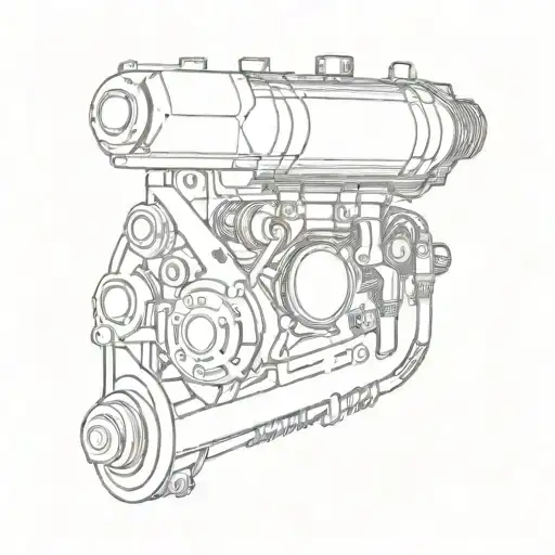 engine, keys, spark plugs, pistons tattoo design idea