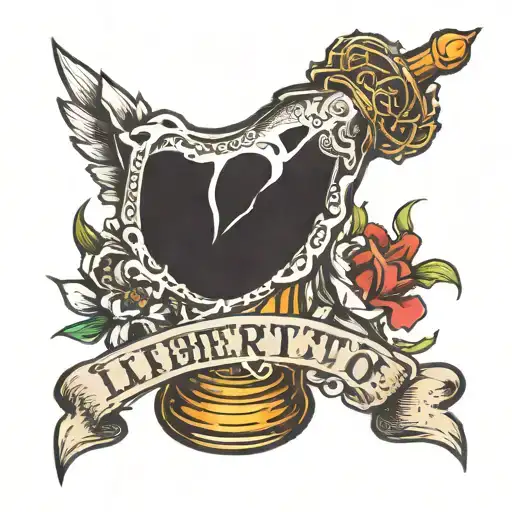 a molotov cocktail and on the label it says "Liberty" tattoo design idea