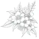 July August November Birth Flower Bouquet tattoo design idea