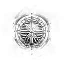 A sketch-style tattoo of the iconic Arena MRV with the crowd cheering for Atlético Mineiro tattoo design idea