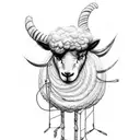 A sketch-style tattoo of a sheep surrounded by musical notes and electrical wires tattoo design idea