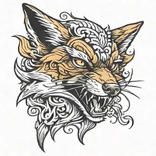 angry fox  tattoo design idea