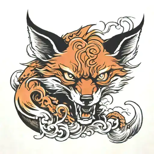 angry fox  tattoo design idea
