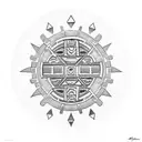 aztec stone work chest piece tattoo design idea