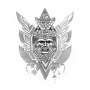 aztec stone work chest piece tattoo design idea
