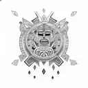 aztec stone work chest piece tattoo design idea