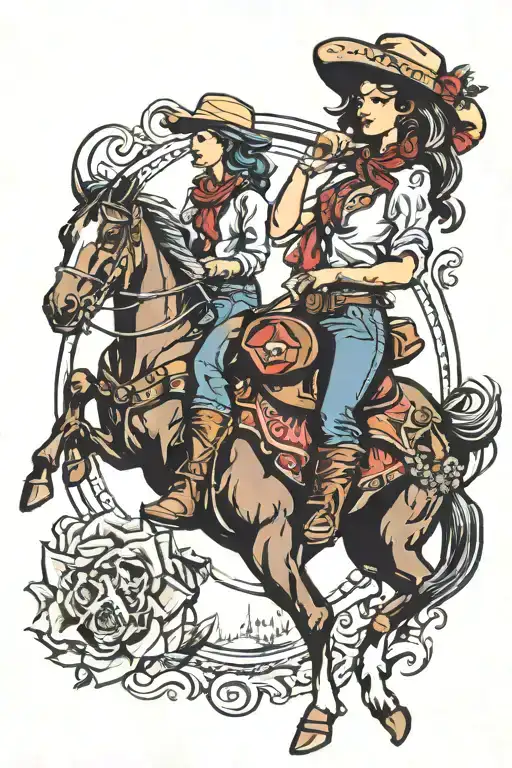 cowgirls and rodeos tattoo design idea