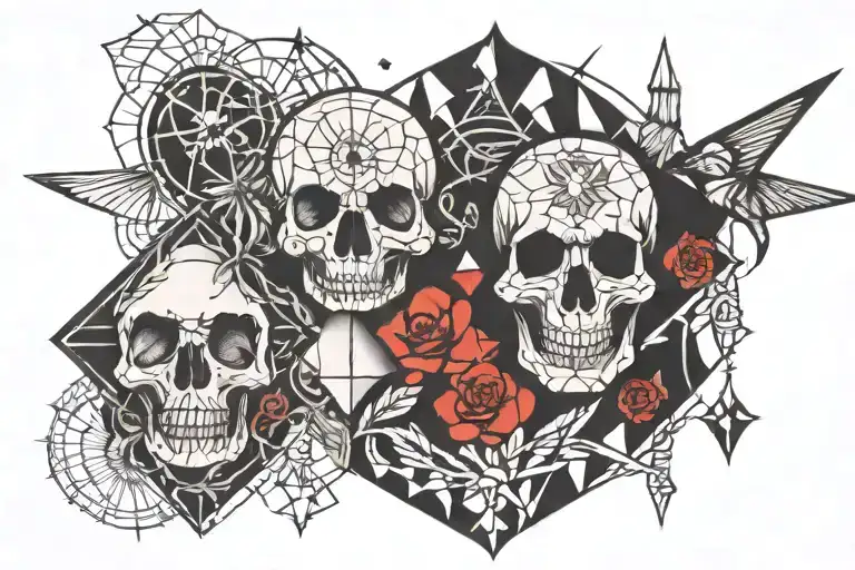 3 geometric shapes representing kills, 22 shapes representing dead friends  tattoo design idea