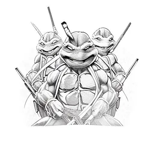 teenage mutant ninja turtles sleeve tattoo design idea