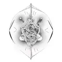 A surrealistic representation of the client's journey through mental health struggles, with music notes intertwined throughout the design tattoo design idea