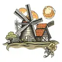 dutch windmill  tattoo design idea