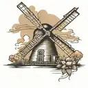 dutch windmill  tattoo design idea