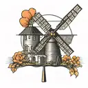 dutch windmill  tattoo design idea