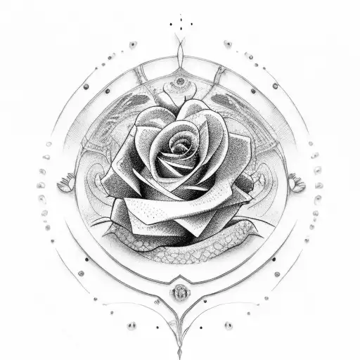 espelho com conchas e rosas  tattoo design idea